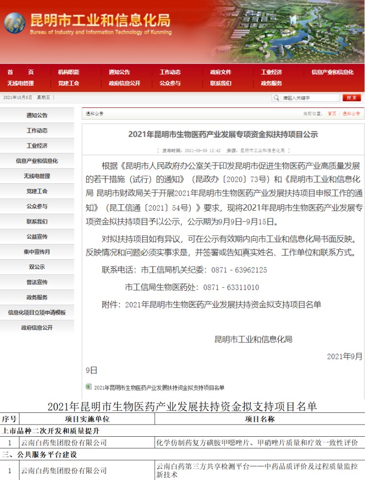 云南白药2021年9月重要榜单